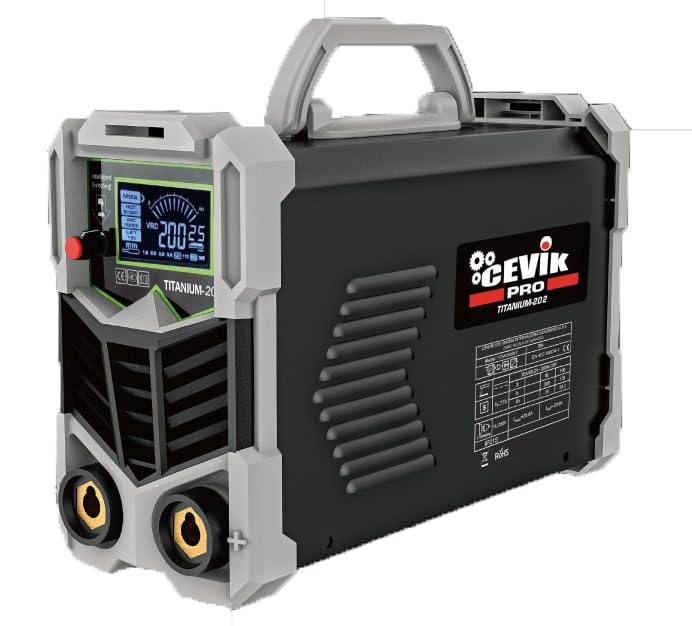 CEVIK PRO CE-TITANIUM162 - Soldador Inverter MMA con Máscara de Soldadura y Portaelectrodo - 160A 60% 230V - Electrodos hasta 4mm - Display Digital - IGBT - Conectable a Generador - Máquina Soldar Pro