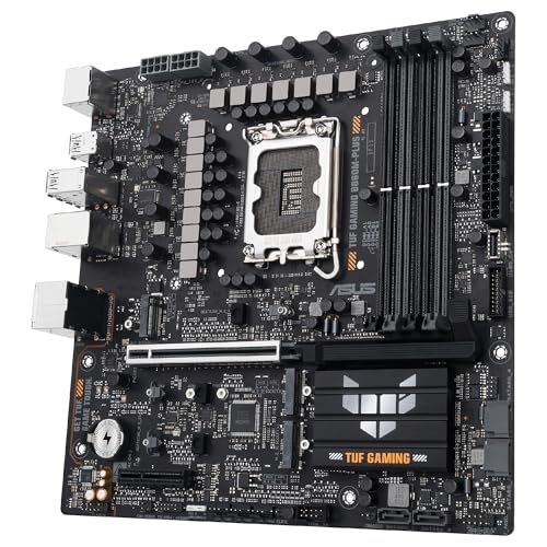 ASUS TUF Gaming B860M-PLUS, Placa Base Intel mATX, 12+1+2+1 etapas de alimentación DrMOS 80A, DDR5, PCIe 5.0, 3 Ranuras M.2, Realtek 2.5Gb Ethernet, DisplayPort, HDMI, USB 20Gbps Tipo-C