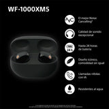 Auriculares inalámbricos con Noise Cancelling SONY WF-1000XM5, bluetooth, auriculares in-ear, micrófono, hasta 24 horas de batería, carga rápida, IPX4, Alexa y Google Assitant, iOS y Android - Negro
