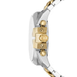 Diesel Reloj Mega Chief para Hombre, Movimiento cronógrafo con Correa de Acero Inoxidable, Tono Oro y Plata, 51 mm