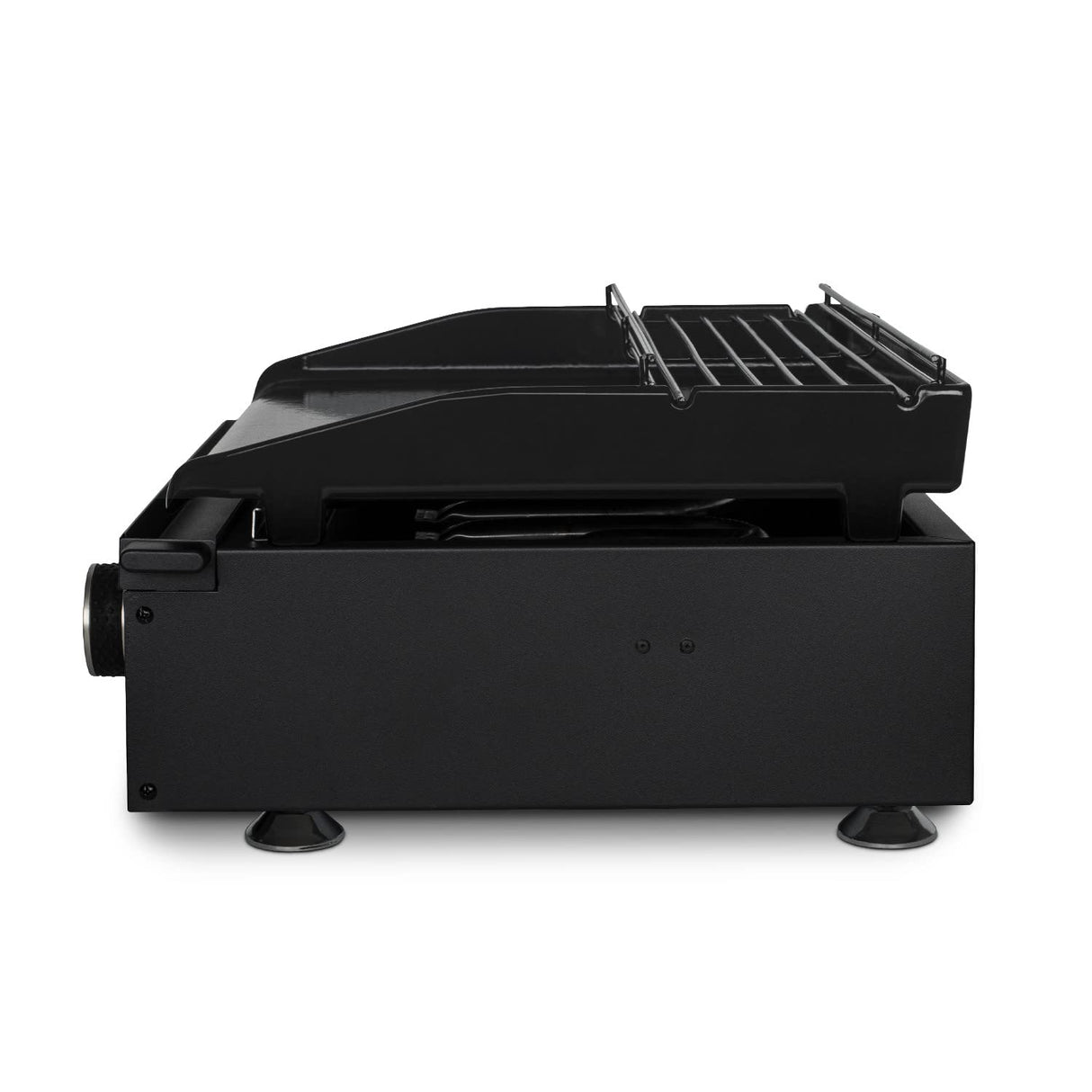 H.Koenig PLX1032 Plancha de Gas, 3 quemadores en U, Acero Inoxidable, Placa en Hierro Fundido, Gas Propano o Butano, Facil Limpieza, Antideslizante, Negro
