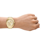 Fossil Reloj Everett para Hombre, Movimiento Cronógrafo Cuarzo con Correa de Piel o Acero, Tono Oro
