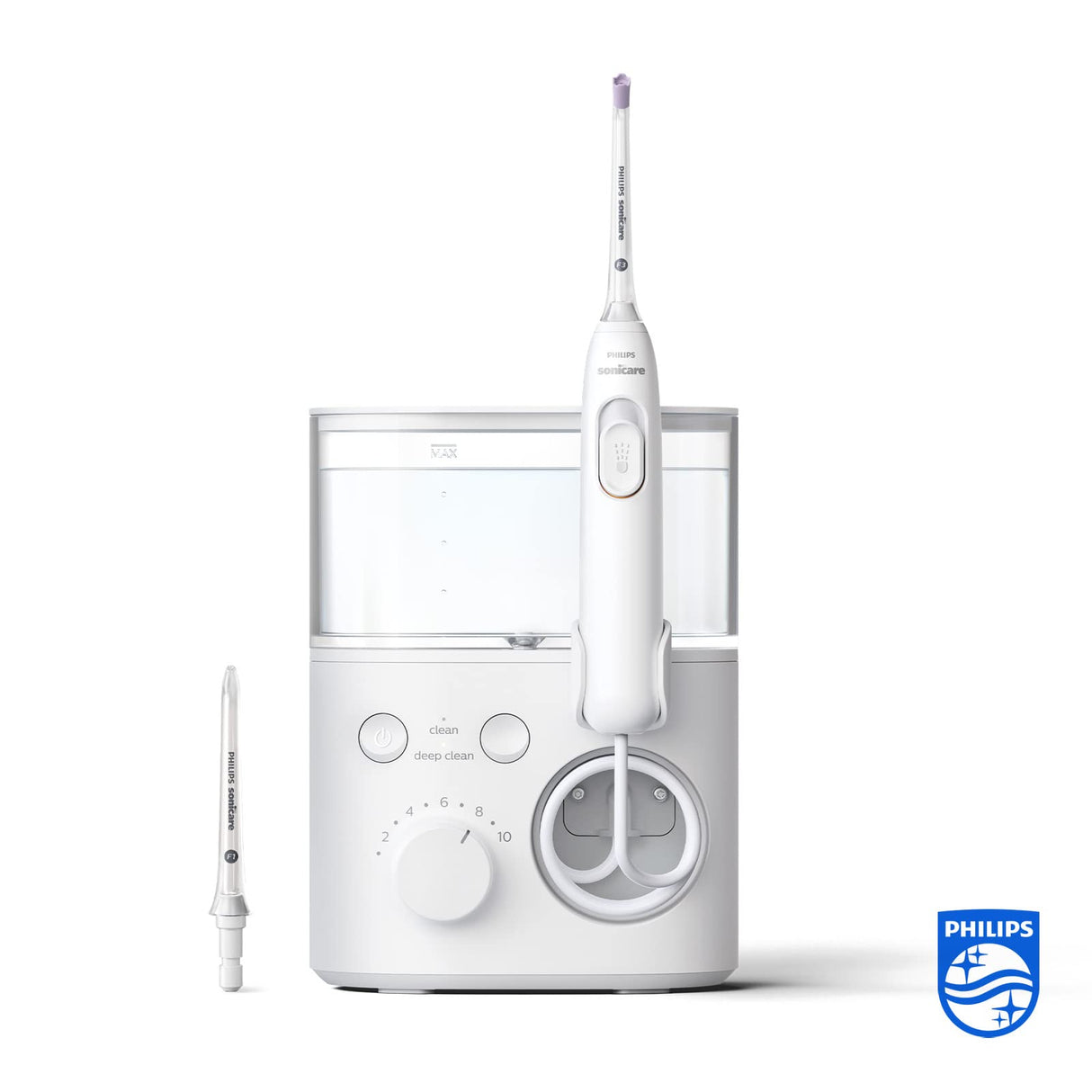 Philips Irrigador oral Sonicare Power Flosser 3000 con Tecnología Quad Stream Modelo HX3711/20,White,1 item,1.0 unidad, Blanco, con depósito