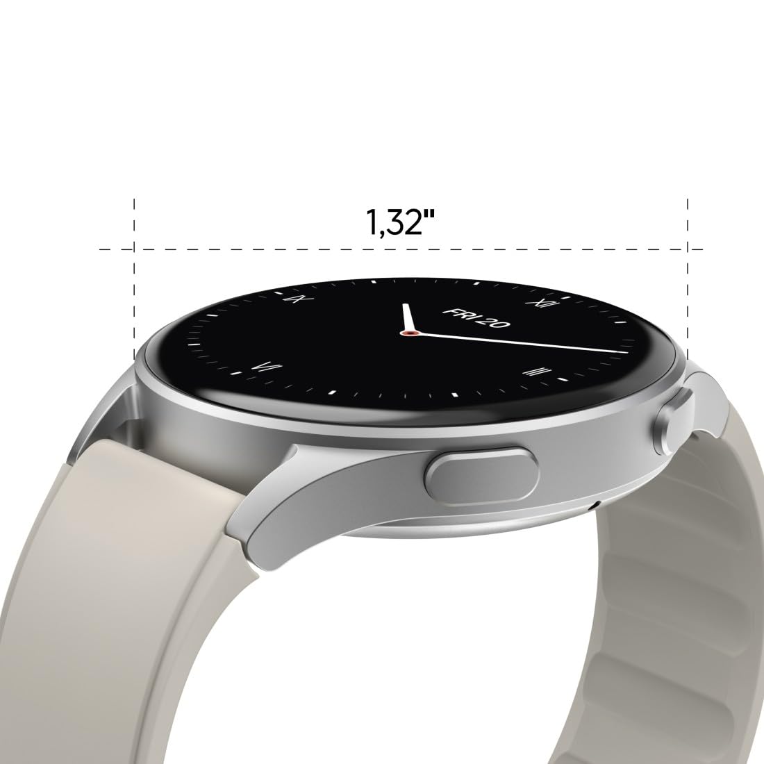 HAMA | Smartwatch 8900 (Reloj Inteligente, con GPS, Pantalla Tactil Amoled, Reloj Deportivo, Permite Hacer Llamadas en Manos Libres) Color Plata y Beige.