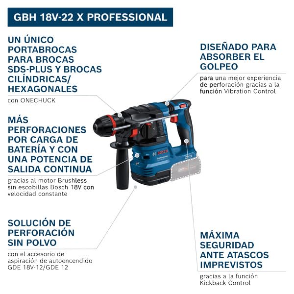 Bosch Professional 18V System martillo perforador a batería GBH 18V-22 X (incl. L-BOXX 136)