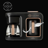 KARACA Hatır Plus Mod 5 en 1, 750 ml, té/café filtro y cafetera turca Black Copper, para café, té, leche y café turco, 1385 W, 5 + 5 tazas