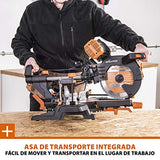 Evolution Power Tools R255SMS-DB ingletadora, Sierra ingletadora deslizante multimaterial de 255 mm, con doble bisel y paquete plus, hasta 300 mm x 90 mm, 5° a izquierda y derecha, inglete de 50°