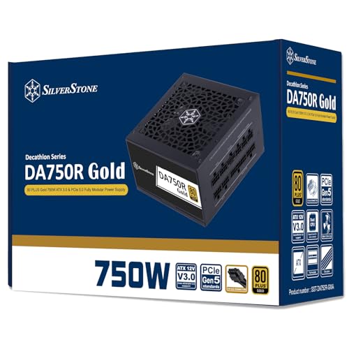 SilverStone Technology DA750R Gold, ATX Totalmente Modular 80 Plus Gold 750W ATX 3,0 y PCIe 5,0, SST-DA750R-GMA