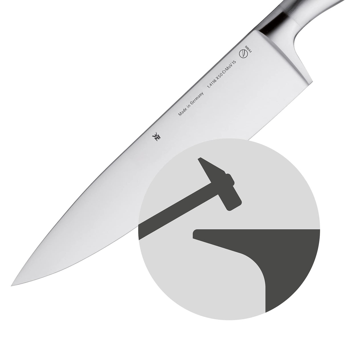 WMF Grand Gourmet - Cuchillo de Chef Chino de 31,5 cm con Hoja Insertada de Acero Templado Completamente Forjado de 18,5 cm