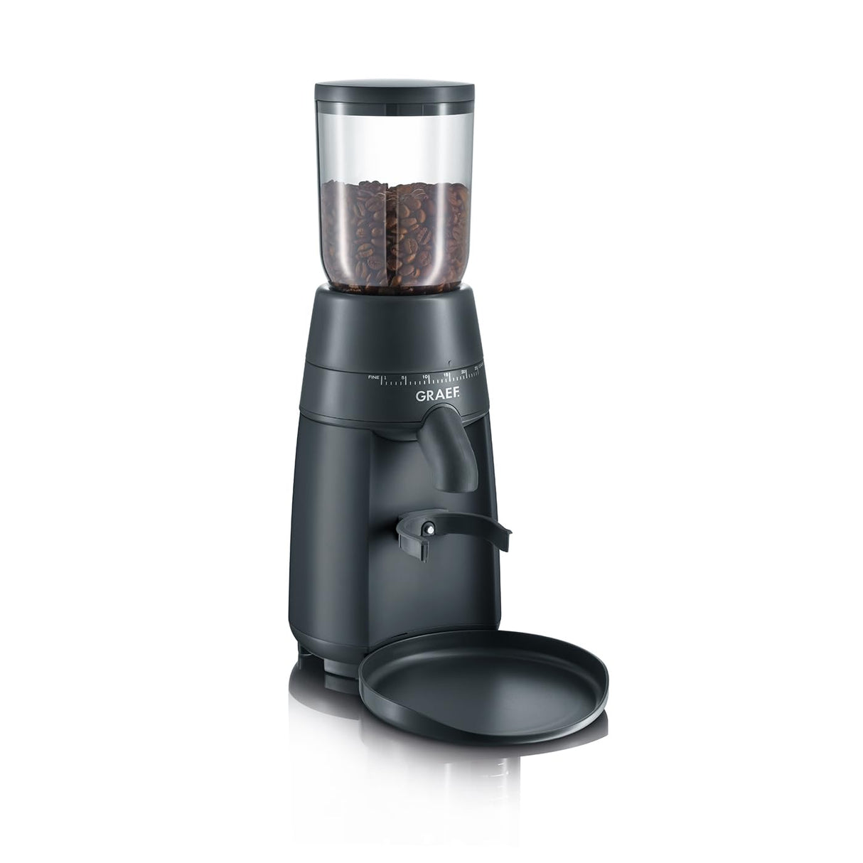 GRAEF CM702 Molinillo de Café Eléctrico 250g, 24 Niveles, Molino Cónico Extraíble Inox, Hasta 12 Tazas, Soporte Tamiz, Negro
