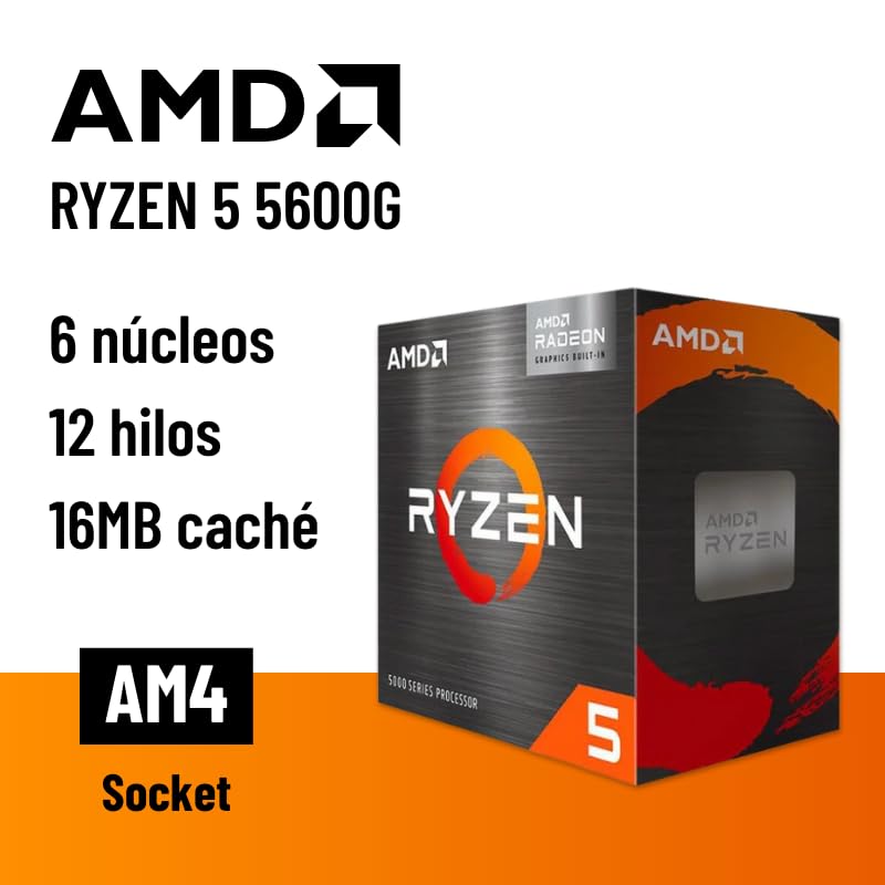 EVEN - PC Gaming Starter Ryzen 5 5600G | 16GB DDR4 RAM| 500GB NVME SSD|5X Ventiladores | Sin Sistema Operativo