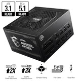 MSI mag 850W Fuente de alimentación 80 Plus Gold - ATX 3.0 PCIe 5.0 Ready - 12VHPWR [mag A850GL PCIE5]