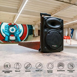 Ibiza - PORT15UHF-BT - Altavoz portátil 15"/800W MAX con 2 micrófonos (UHF), mando a distancia y funda protectora - Bluetooth, USB, SD & TWS - Autonomía de 6 a 8h - Speaker Box