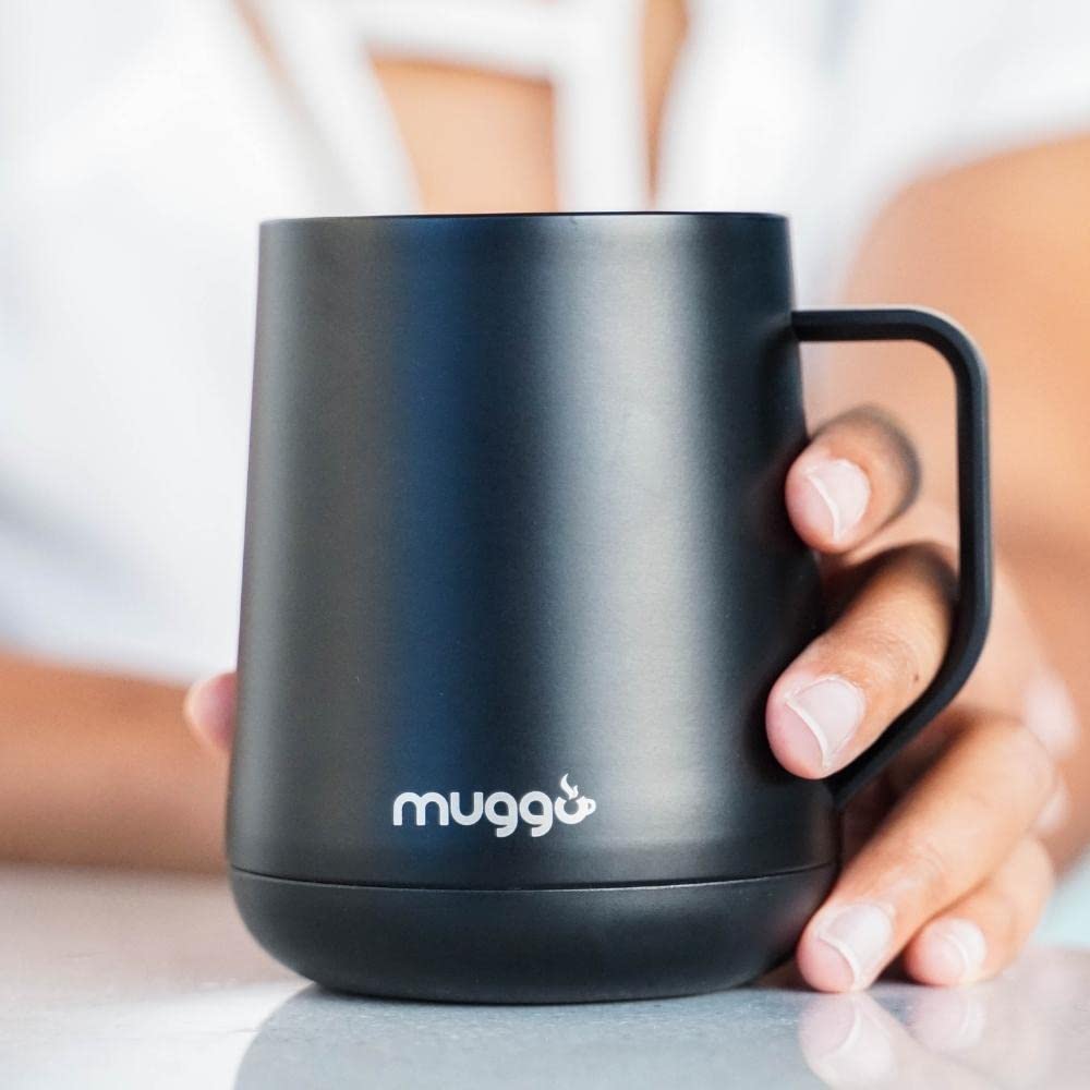 Muggo Taza calefactora, Copa Warmer, Control de Temperatura, 45°C/62.5°C, Calentador USB Oficina/Casa, Batería de Larga duración, Taza térmica de café/té, Limpieza fácil, Taza magnética