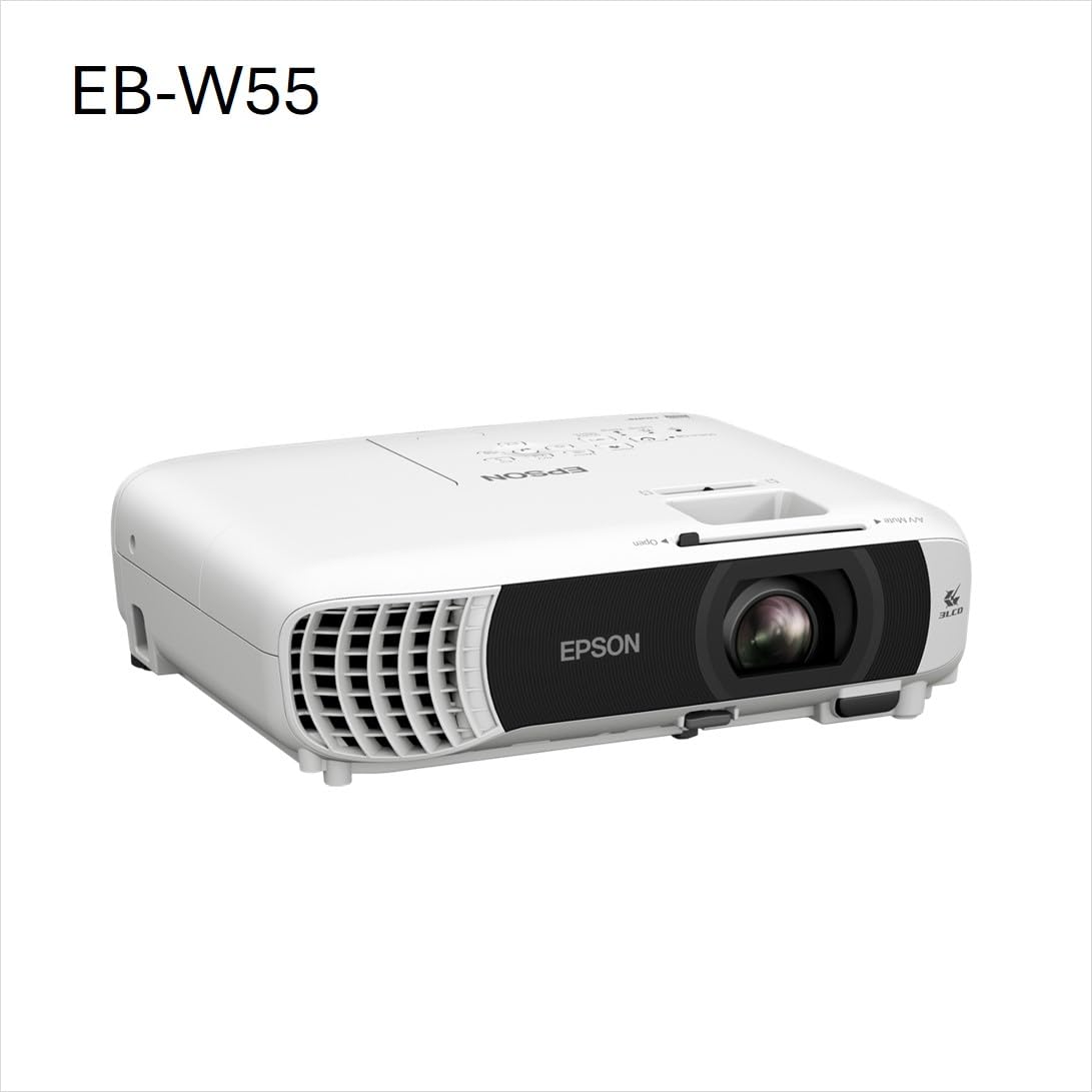Proyector EB-W55 económico WXGA con lámpara, Wi-Fi Incorporado, 2 Puertos HDMI, tamaños de Imagen sobre Pantallas de hasta 320″ y luminosidad de 4000 lúmenes