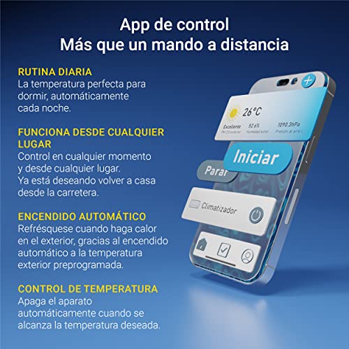 Climatizador móvil SUNTEC Coolfixx 12000 BTU APP - Aire acondicionado móvil y silencioso con control Smart App - Deshumidificador para habitaciones de hasta 60 m2 - Refrigeración y calefacción móvil
