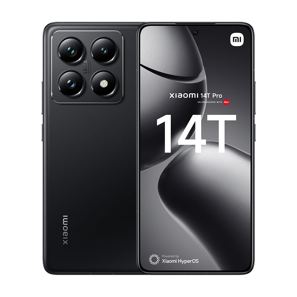 Xiaomi 14T Pro – Smartphone de 12+512GB, Lentes Leica Summilux, MediaTek Dimensity 9300+, Pantalla AMOLED 6,67'' 144Hz, HyperCharge 120W, Negro Titanio (Versión ES)