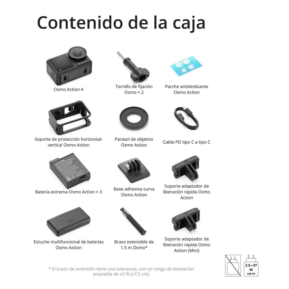 DJI Osmo Action 4 Pack Aventura: cámara deportiva 4K/120fps con sensor de 1/1.3pulgadas, D-Log M y 10 bits, campo de visión ultraamplio de 155º, hasta 7.5h con 3 baterías adicionales para grabar vlogs