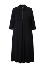 Ulla Popken Puntokleid, Glitzer-reißverschluss, 3/4-arm Vestido, Negro, 50-52 Mujeres