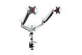 DIGITUS Soporte para monitor - Abrazadera y resorte de gas - 2 monitores - hasta 27 Pulgadas - hasta 2X 8 kg - VESA 75 & 100 - Plata/negro
