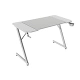 Mars Gaming MGD-X120, Mesa Gaming Ergonómica, Superficie en Fibra de Carbono, Estructura Metálica, Alfombrilla XXL, Soporte Auriculares y Bebida, Gestión Cableado, Escritorio PC 120x60cm, Blanco