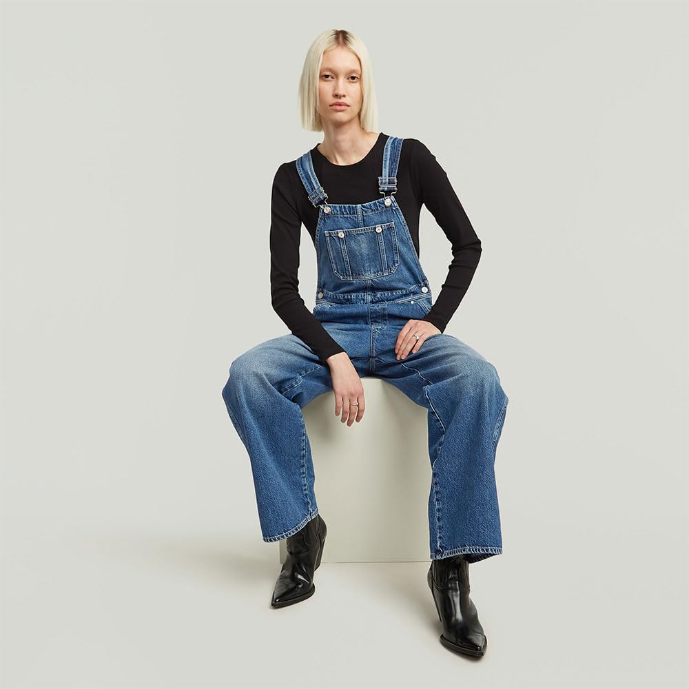 G-STAR Straight Leg Dungaree Mono, Faded sakarya D24398-E107-H452, Medium Mujeres