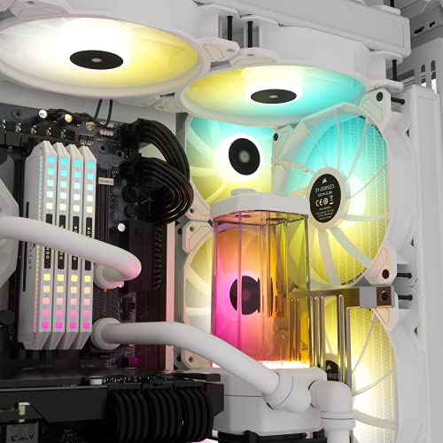 Corsair iCUE 7000X RGB Chasis para PC Inteligente ATX Full-Tower, Tres Paneles de Cristal Templado, Cuatro Ventiladores RGB de 140 mm Incluidos, Espacioso Interior, Blanco