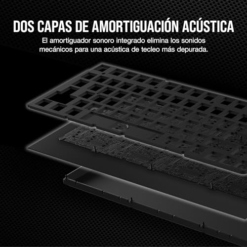 CORSAIR K65 PLUS WIRELESS 75% RGB Teclado Mecánico para Juegos Intercambiable en Caliente - Interruptores Lineales Rojos CORSAIR MLX Prelubricados - Insonorización - Teclados PBT - QWERTY ES - Negro