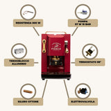 Faber Pro Deluxe Macchina da Caffè Cialde 44mm Cherry Red Ottone