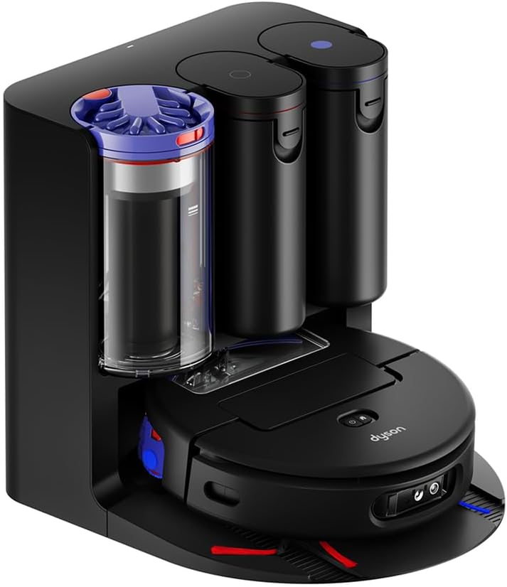 Dyson Spot+Scrub™ Ai, con rodillo húmedo de autolimpieza, 4 veces más potencia de succión en alfombras, vaciado automático, autorrellenado y eliminación de manchas con IA avanzada (Negro/Azul)