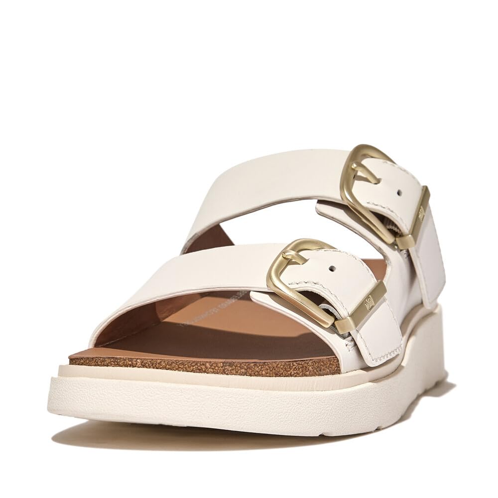 Fitflop Gen-FF Buckle Two-Bar Leather Slides, Sandalias deslizantes Mujer, White, 40 EU