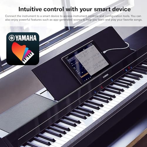 Yamaha P-S500 - Piano Digital Smart con 88 Teclas, Teclado GHS Ponderado, Luces LED, Bluetooth, VRM, 660 Voces, Grabación de Audio/MIDI - Negro
