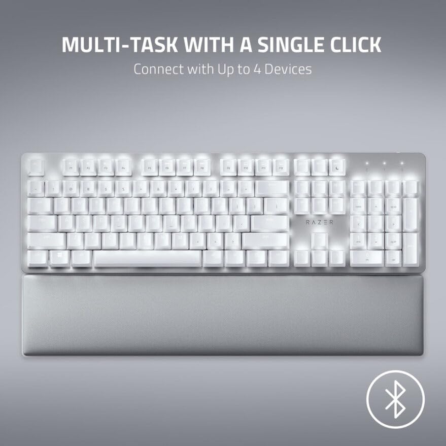 Razer Pro Type Ultra - Teclado Mecánico Inalámbrico para Máxima Productividad (Interruptores Amarillos Silenciosos y Lineales, Almohadilla de Piel Sintética, Dongle Multidispositivo, Bluetooth)