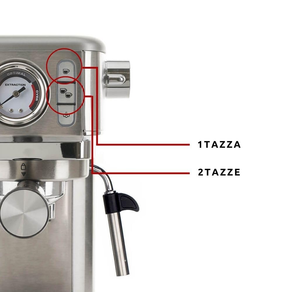 Ariete Espresso Slim Metal 1381, cafetera con manómetro, compatible con café en polvo y monodosis ESE, 15 bares máximos, filtro 1 o 2 tazas, lanza para capuchino, 1300 W, color plateado