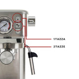 Ariete Espresso Slim Metal 1381, cafetera con manómetro, compatible con café en polvo y monodosis ESE, 15 bares máximos, filtro 1 o 2 tazas, lanza para capuchino, 1300 W, color plateado