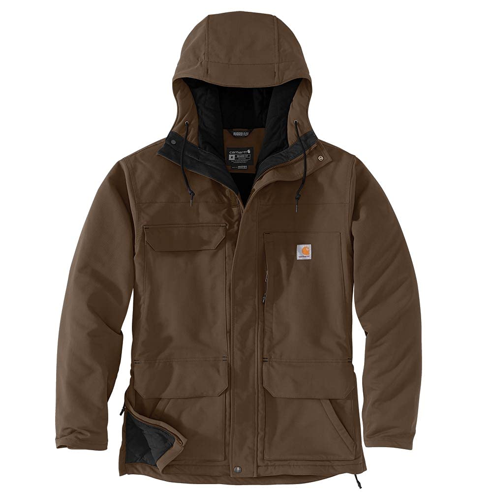 Carhartt Abrigo tradicional con aislamiento Super Dux para hombre, corte relajado, color marrón L