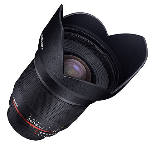Samyang F1120705101 - Objetivo fotográfico DSLR para Sony A (distancia focal fija 16mm, apertura f/2.0 ED AS UMC CS, diámetro filtro: 77mm), negro