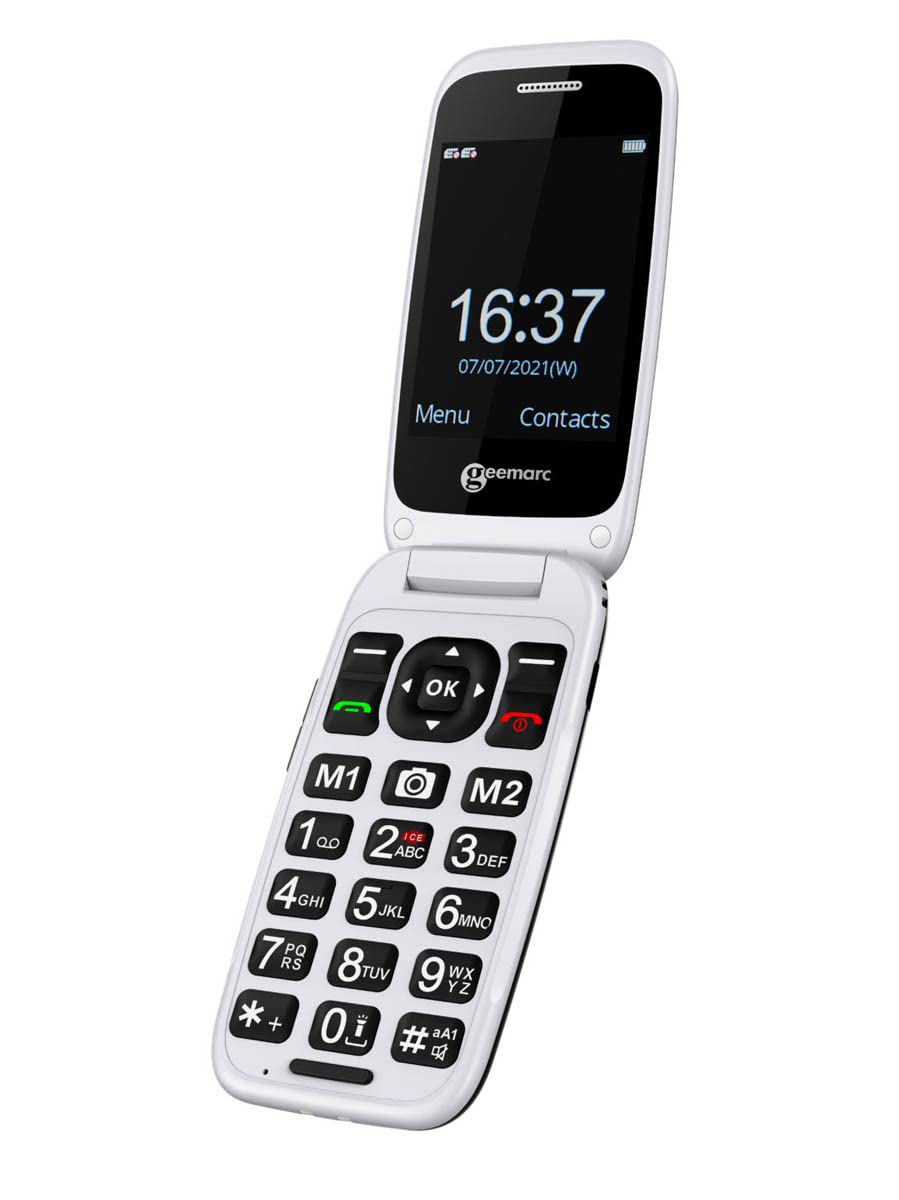 Geemarc CL8700 - Teléfono Móvil Clamshell 4G Amplificado con Botones Grandes, Función SOS y Teclas de Memoria para Personas Mayores con Discapacidad Auditiva - Desbloqueado y Bluetooth - Versión ES