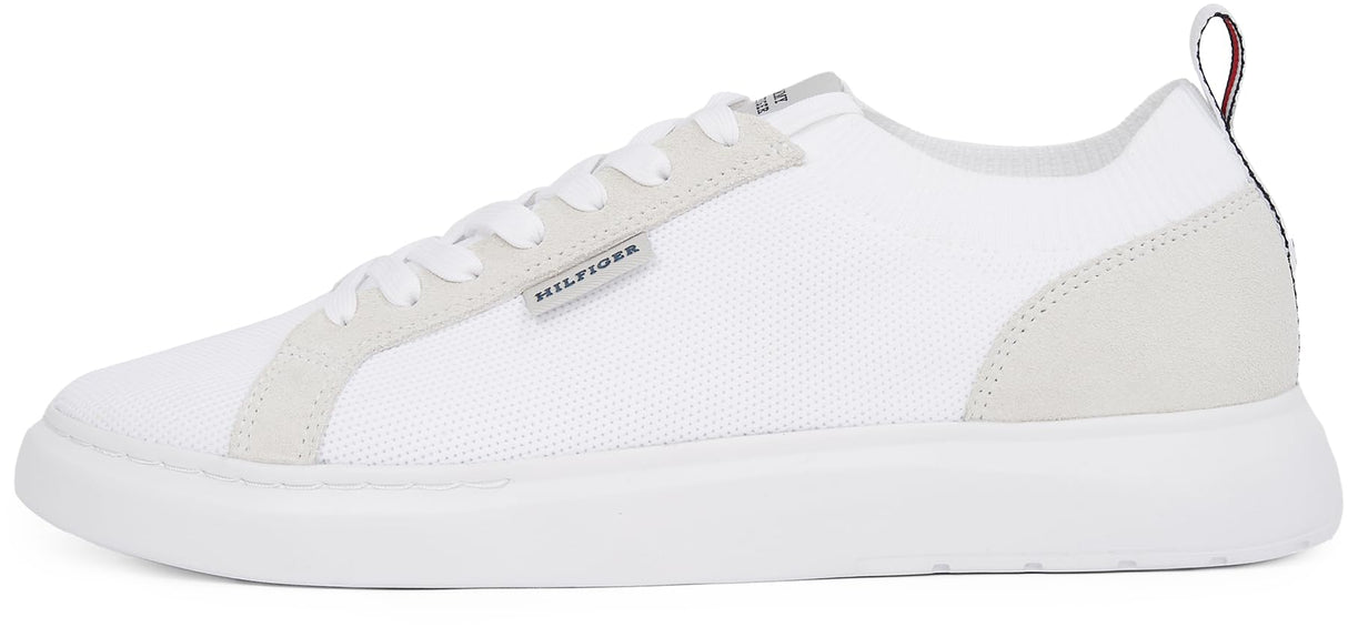 Tommy Hilfiger Sneaker con Suela Vulcanizada Hombre Light Knit Seasonal Elegante, Blanco (White), 43