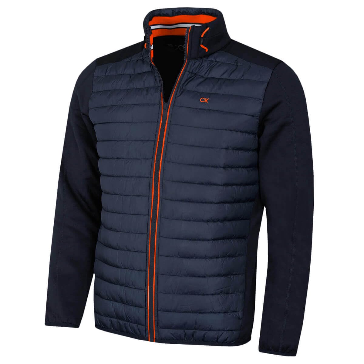 Calvin Klein Hombre CK Hybrid Chaqueta de Golf - Azul Marino/Naranja - L