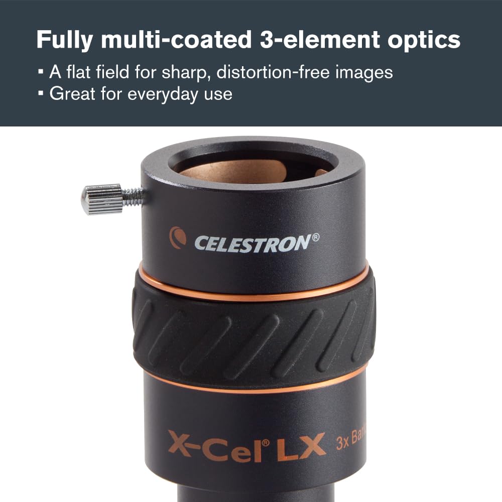 Celestron 93428 1.25" X-Cel LX: lentes Barlow 3x, negro