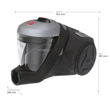 Hoover 39002259 H-Power 300 HP320PET, Aspiradora sin Bolsa Trineo, Tobera Turbo Pelo Mascotas y Tapicería, Compacta, Ciclónico, Selfdust Clean, 850W, Filtro Epa, 75dba, Cable 7 m, Negro, Depósito 2 l
