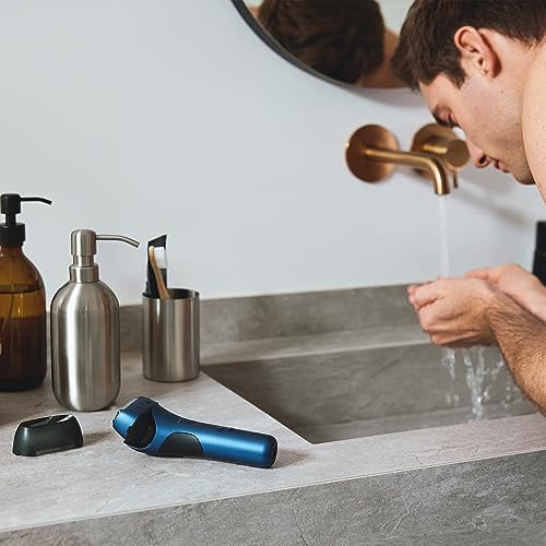 Panasonic Series 700 ES-ALT4B Afeitadora Eléctrica 3 Hojas para Uso en Seco y Húmedo para Hombres, Inalámbrica Impermeable, Sensor Receptivo, Cabezal Flexible, Trimmer, Agarre Ergonómico, Azul