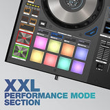 Reloop Mixon 8 Pro | 4-Kanal -Multi-Platform-Performance-Controller für Serato & djay, Jogwheel -Displays & 4 Instant-FX-Kippschalter, Dual-Audio-Interface mit USB-C & Stand-Alone-Mixing