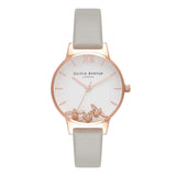 Olivia Burton Reloj Analógico de Cuarzo para Mujer con Correa en Piel Gris - OB16CH03