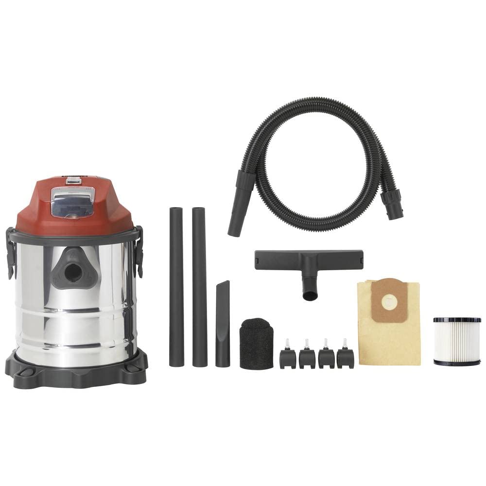 Toolcraft NTS-200 / TAWB-200 TO-7444734 NASS-/Trockensauger 18.5l Akku, ohne Ladegerät TO-7444734-Aspirador (18,5 L, sin batería, sin Cargador), Acero Inoxidable