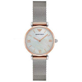 Emporio Armani Reloj Mujer, Movimiento de cuarzo, caja 32mm 2T Plata/Rosa con correa de acero, AR2067, Gris y gris perla