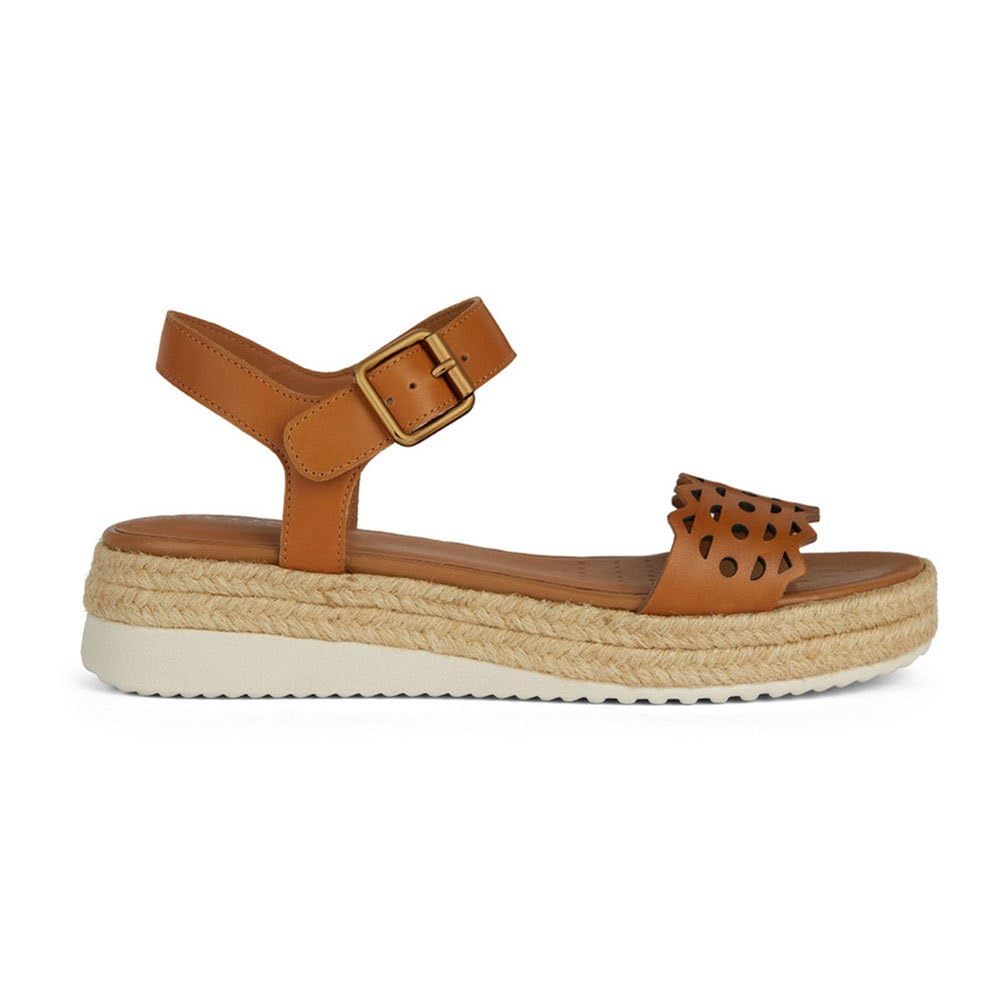 Geox D Eolie A, Sandalia de cuña, coñac, 38.5 EU