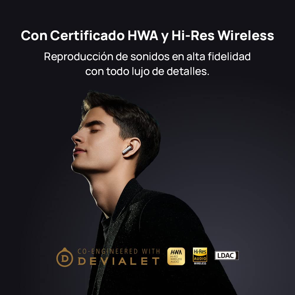 HUAWEI FreeBuds Pro 2, Auriculares inalámbricos Bluetooth, Devialet, Doble Altavoz, Voz cristalina, ANC Inteligente, Triple EQ Adaptivo, Doble conexión, Hi-Res Audio, Azul Plateado, 38 Meses garantía