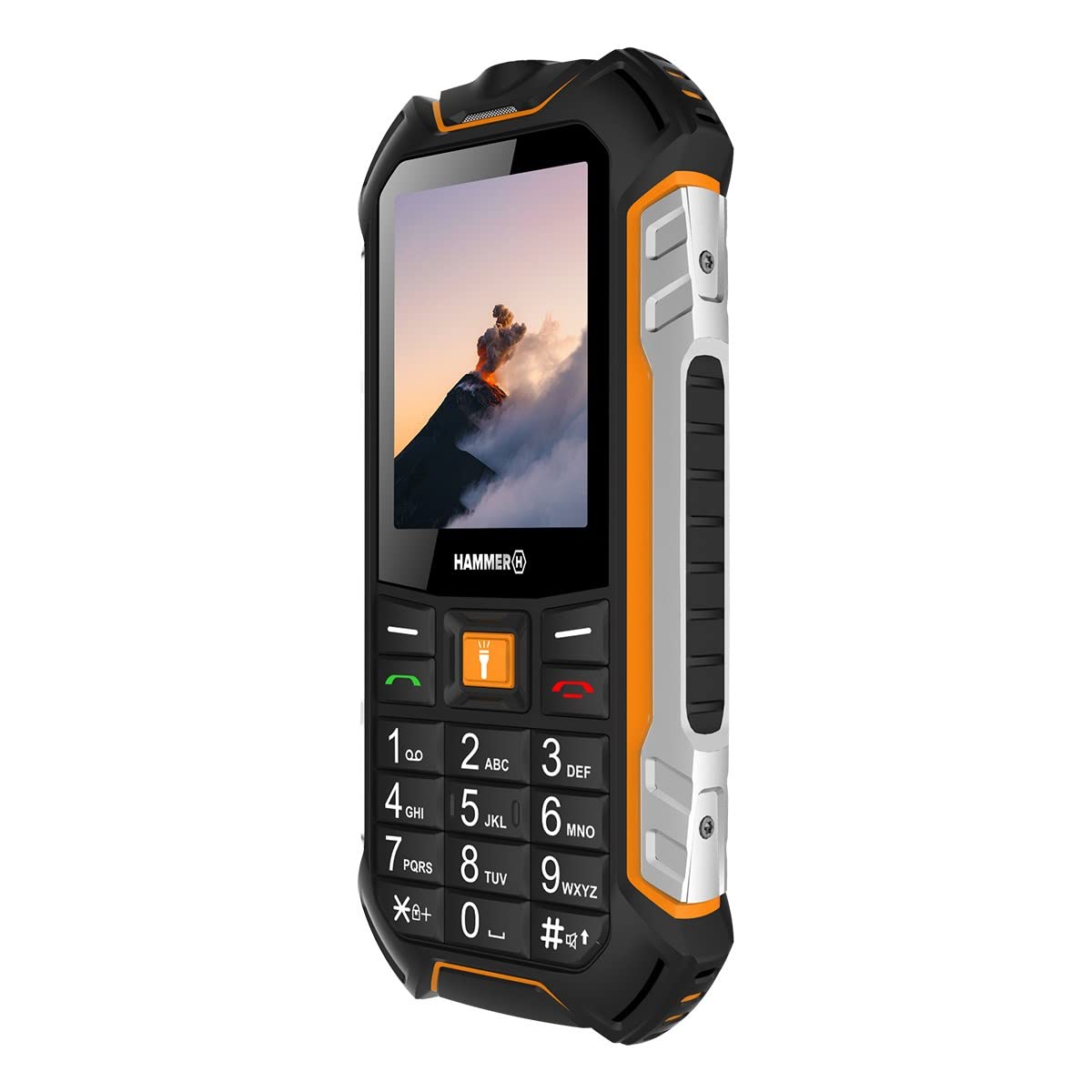 Hammer H Boost LTE, Robusto, Mega batería de 3500 mAh, 2.4", Resistente al Agua (IP68), a Prueba de Golpes, Linterna, Dual-SIM, Bluetooth, teléfono Celular con Botones, Negro